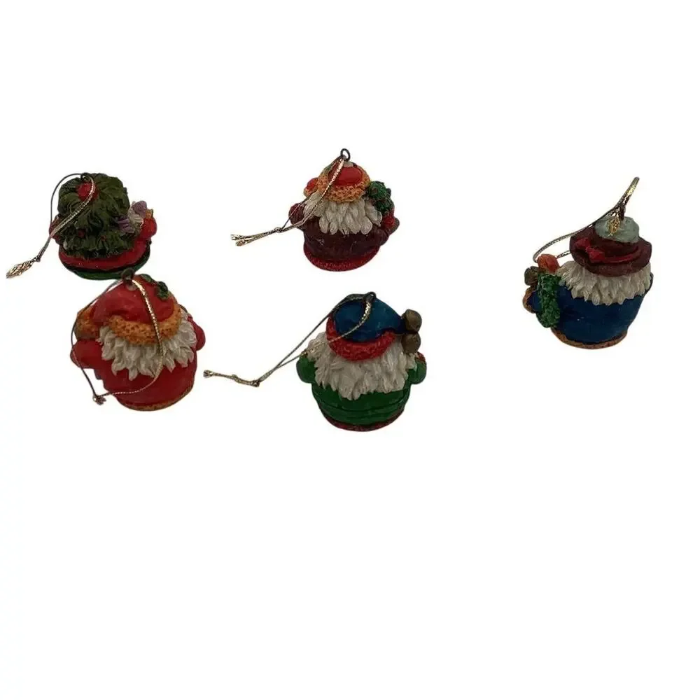 Set of 5 Vintage Santa Claus Christmas‎ Ornaments Multicolor 2”